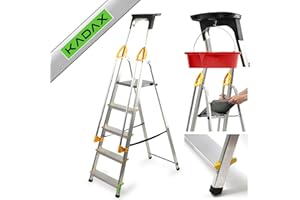 KADAX Échelle en Aluminium avec Une Capacité de Charge de 150 kg, Escabeau avec Conception Robuste pour Travaux Domestiques et Professionnels (5 Marches)