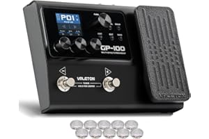 VALETON Gitarren Bass Effektpedal Multi-Effekte Prozessor mit Expression Pedal 140 integrierte Effekte 198 Presets Looper Amp Modeling Drum GP-100 + Footswitch Toppers