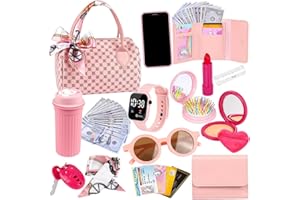 ANCSTTU Sac À Main pour Tout Petits Filles avec Accessoires, Sac À Main De Jeu pour Petites Filles Jouets De Jeu De Rôle De Princesse pour Les Anniversaires, Noël, Les Vacances