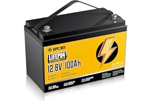 Rvpozwer 12V 100Ah Bateria Lifepo4, Batería de Litio con BMS de 100A y Protección Contra Bajas Temperaturas, 18000 Ciclos, Baterías de 1280Wh Para Autocaravanas, Caravanas, Barcos y Placas Solares