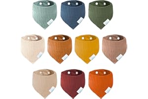 Miyacare Lätzchen Baby Absorbierende Dreieckstuch 10 Stück,Baumwoll Halstuch Baby,Lätzchen für Säugling Kleinkinder,Musselin Halstuch Baby,Weiche Sabberlätzchen für Junge und Mädchen,Unisex
