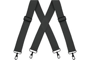 Buyless Fashion Tirantes para hombre - 48 "elásticos ajustables resistentes y 2" de ancho - espalda en X con ganchos negros