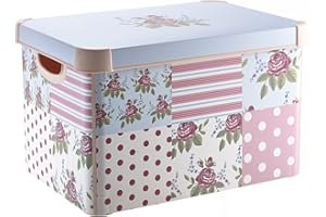 Curver Stockholm Patchwork Kitchen, Living room, Bathroom, Bedroom, Utility Large Rectangular Deco Storage Box 22 Litres - Pink