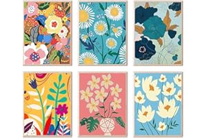 YALKIN Paint by Numbers for Adults, Flower Painting by Number Kits On Canvas,Without Frame DIY Color Oil Painting Acrylic Paints,Home Wall Decor（6 Pack 8x12 in）