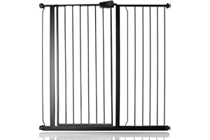 Bettacare Cancelletto per Bambini e Animali, 107.4cm - 115cm, Nero Opaco, Cancelletto Extra Alto 104cm in Altezza, Cancelletto per Bambini e Barriera per Animali Domestici