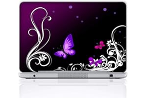Meffort Inc 15 15.6 inch Laptop Skin Sticker Cover Art Decal Fits 13.3" 14" 15" 16" Notebook PC (Free 2 Wrist Pad) - Purple Butterfly Design