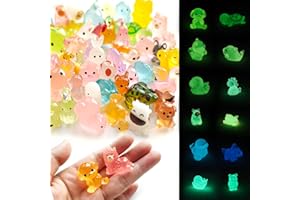 POTWPOT 70pcs Mini Resin Animals, 70 Styles Mini Luminous Resin Animals Miniature Little Small Animal Figures Glow in the Dark for Micro Landscape Fairy Garden Aquarium Dollhouse Decor