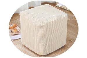 HOOWARM Ottoman Cover Round/Square Luxury Stretch Ottoman Slipcover 40x40/45x45cm Removable Washable Foot Stool Covers Sofa Foot Pouffe Protector Red/Grey/Brown/Beige ( Color : #17 , Size : 40x40cm/15.7x15.7"