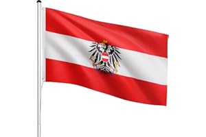 FLAGMASTER Teleskop Fahnenmast Aluminium 6,50m, 5-Fach höhenverstellbar, 30 Verschiedene Fahnen zur Wahl, Komplettset mit Bodenhülse