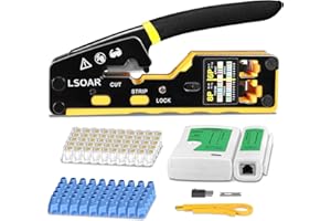Lsoar RJ45 Crimp Tool Kit Pass Through RJ45 Crimper, Ethernet Crimping Tool Yellow