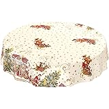 ANRO Oljeduk bordsduk jul jultomte beige stjärnor rund 140 cm