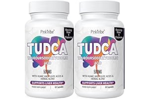 P!NKTRIBE TUDCA 500mg, Tauroursodeoxycholic Acid with Humic and Fulvic Acids, Beet Root and More, Tudca Bile Salt Supplement for Liver Liver Health, Digestion, Detox and Repair (Pack of 2)