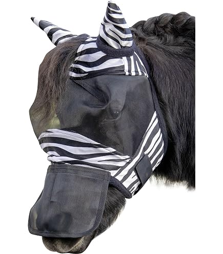 Ruggles Masque Anti-Mouches Shetland Miniature Section A – Lycra Extensible Avec Oreilles (Bleu Marine, Taille X-Mini)