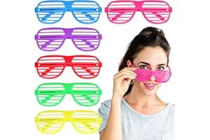 Beylos 6Pcs Shutter Shades Neon Glasses Fun Party Disco Glasses for Adults for Birthday Parties Festivals Concerts Raves Prom Weddings Photo Booth Props Christmas Family Photo