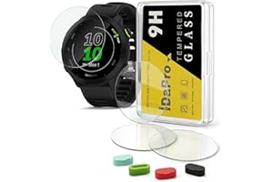 iDaPro [4 Pack] Screen Protector for Garmin Forerunner 55 Smartwatch + Silicone Anti-dust Plugs, Tempered Glass Anti-Scratch Bubble-Free