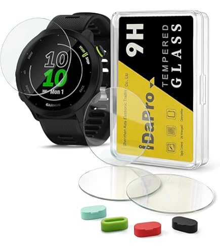 Lot De 4 Films Protecteurs PET + 4 Bouchons Silicone Pour Garmin Forerunner 570 (42 Mm)