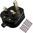 HUAREW 3A Fused Mains Plug With Cord Grip For UK Fuses Black (Pack of 1 pcs ）