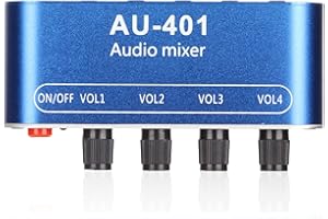 YUNSEITY Mélangeur Stéréo 4 en 1 Sortie Mini Mélangeur Audio Jack Stéréo 3,5 Mm Mélangeur de Ligne Stéréo Réglage du Volume Sous-mélangeur pour PC, Téléphone Portable, Ordinateur Portable, Etc.