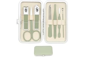 CUTILAND Set Manicure,Kit Tagliaunghie,Set Taglia Unghie Adulti,Manicure Set Donna,7 Pezzi Set Manicure Da Viaggio,Kit Manicure Da Viaggio,Set Manicure Professionale,Set Tagliaunghie,7 In 1 Kit Manicure(Verde)