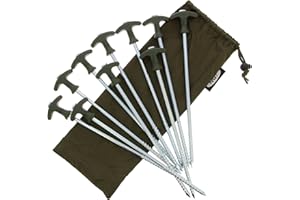 MOUNTAIN WAREHOUSE STC NGT 10 x 12 Long bivvy pegs in a green carry case