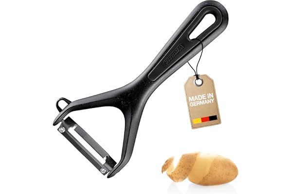Westmark Éplucheur de Légumes et Asperges avec Ergot affûté, Gentle, lame en acier inoxydable, Avec protection de la lame, couleur : noir, 28022270