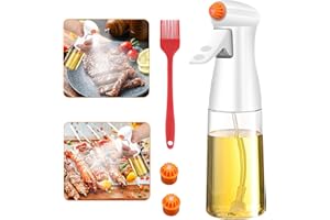 KoGiio Pluvérisateur D'huile d'olive 7 Oz / 200ml, Amélioré avec Buse, Réutilisable Vaporisateur Huile, Spray Huile et Vinaigre avec Brosse de Nettoyage, pour Cuisine/BBQ/Cuisine/Salades/Pâtes-Blanc