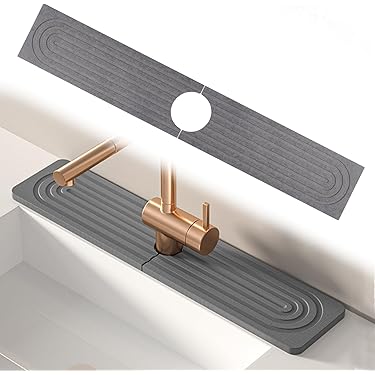 Siliconen Wastafel Kraan Mat voor Aanrecht Spatscherm, Badkamer Kraan Water Catcher Mat, gootsteen Aftappen Pad Met Siliconen Zeepbakje