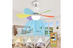 BOMKRA Ventilatore da Soffitto Con Luce e Telecomando, E27 Plafoniera Led Soffitto Super Silenziosa, Lampadario con Ventilatore da Soffitto, Velocità, Luminosità, Memoria, Tempistica