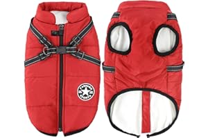 AIBORIA Chaqueta de Invierno para Perros - Chaqueta para Perros con Forro Polar - Ropa de Invierno para Mascotas - Abrigo Impermeable Ropa Grande Pequeño,Rojo,M