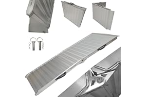 WORHAN Rampe de Chargement 400kg Robuste Rigidité Extrême Pliable Valise Alu Fauteuil Roulant Moto Scooter Transport Évènement Flight Case Large Plate-Forme Ultra Antidérapante HR7