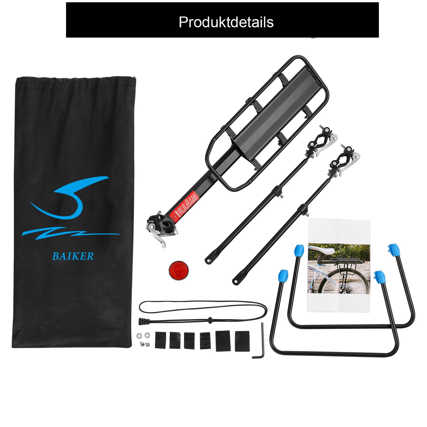 Porte Bagage, Universel Transporteur Porte Bagages Arrière de Vélo Réglable VTT de Selle Support Aluminium Vélo Racks… – Image 5