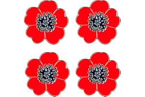 ACCJZZLYN Poppy Pin Badges, 4Pcs Lest We Forget Poppy Brooches Remembrance Day Decorations, Metal Poppy Lapel Pin for Women and Men