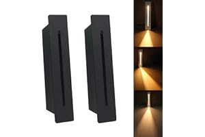 KPSLUCERNA Haixin LED Encastré Escalier Lumière Étape Lumière 220 V Intérieur Coin Applique Murale Étape Décoration Lampe Couloir Escalier Lampe Avec, 2 pièces, blanc chaud, Noir