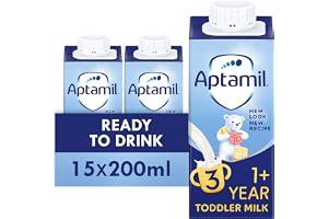 Aptamil 3 Toddler Baby Milk Ready to Use Liquid Formula, 1-3 Years, 200ml (Pack of 15),package may vary