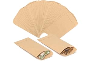 NASHRIO 100 bustine di carta Kraft, Eco Bag Riutilizzabile, Costruzione in carta singola, 6CM*9CM, Marrone