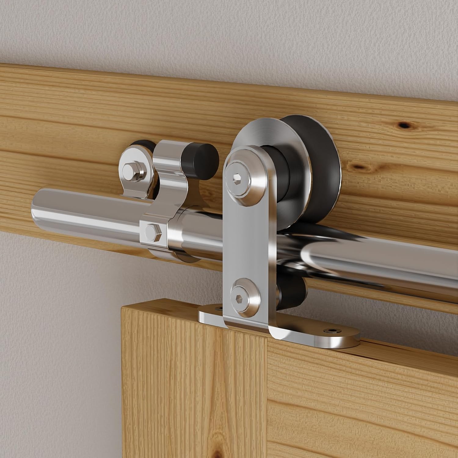 Herrajes Puertas Correderas Inox 183cm Rieles Kit Puerta Corredera Negro para 1 Puerta Corredera Madera 91cm Ancho, Acero Inoxidable T Forma