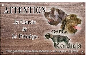 Pets-easy Attention Chien de Garde personnalisée Griffon korthals - pré perforée et vis proposées. De 30 cm à 15 cm…