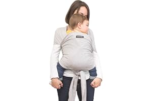 Suavinex, Baby Wrap, Fular Portabebés, Mochila Porteo Bebés, Apto para Recién Nacidos y hasta los 8 Kg. Con Bolsita de Transporte. Elástico, Amplio, Seguro y Ergonómico, Fácil de Lavar, Gris
