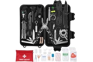 HIMOMO Kit di sopravvivenza professionale 80 in 1, kit di emergenza per esterni, attrezzatura di sopravvivenza, attrezzatura di sopravvivenza per campeggio, escursionismo per uomo campeggio/avventura