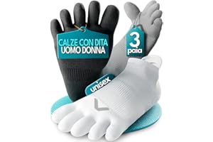 RestoreFeet Calze con Dita Uomo Donna – 3 Paia Calzini con Dita Separate Traspiranti in Cotone – Calze 5 Dita Barefoot Sportive – Taglie S M L XL per Yoga, Fitness, Corsa