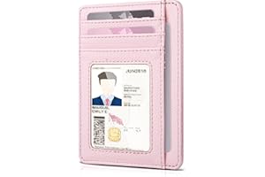 Teskyer Porta Carte Credito Donna, Portafoglio Donna Piccolo Sottile, Protezione RFID, Design Minimalista, Rosa Chiaro