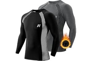 MEETWEE Tee Shirt Thermique Homme, Manche Longue Maillot de Compression Base Layer sous-Vêtements Thermique pour Sports Ski Running