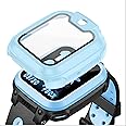 GIOPUEY Case Compatible with imoo Watch Phone Z1, Glass Protective Film + Hard Plastic Bezel Cover - blue