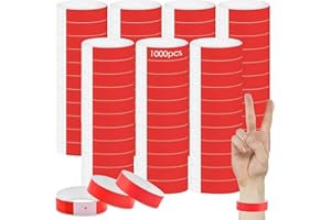 QITIXI:OU 1000 Stück Einlassbänder, Festival Einlassbändchen, Wasserdicht Neon Armbänder, Bändchen Papier für Events, Bunt Handgelenk Party Bänder für Party Musikfestival Konzert Wettbewerb(Rot)