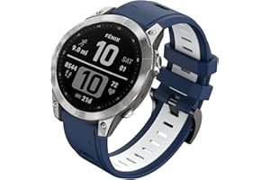BOJYS Silikonowy pasek do Garmin Fenix 7, 22 mm silikonowy pasek sportowy Quick Fit do Garmin Fenix 7 Solar/Fenix 7 Sapphire Solar/Fenix 6/Fenix 6 Pro/Fenix 5/Fenix 5 Plus, Niebieski, biały