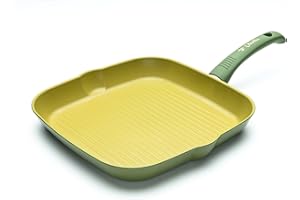 Olivilla OL8328N Bistecchiera Antiaderente all'Olio D'Oliva 100% Made in Italy, Alluminio, Verde Oliva, 28 x 28