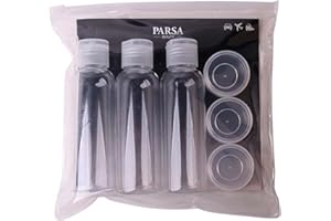 PARSA Beauty Lot de 6 bouteilles de voyage – Bouteilles de voyage à remplir de 100 ml et récipient de voyage – Gadgets de voyage – Kit de voyage liquides – Récipient de voyage cosmétiques voyage