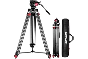 NEEWER 200cm Videostativ, Robustes Kamerastativ aus Aluminiumlegierung mit 360° Fluidkopf, Schnellwechselplatte kompatibel mit Canon Nikon Sony und Anderen DSLR Kamera Camcordern, 8kg Belastbarkeit