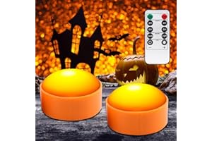 Afenau 2 Pezzi Zucca di Halloween a LED, Lumini LED per Halloween con Telecomando, Candele a LED Senza Fiamma, Forma di Zucca di Halloween per Interni, Halloween, Festa, Decorazione Esterna