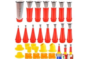 HGRGHH Kit di Beccuccio Silicone, 27PCS Pistole di Silicone Attrezzi per Calafataggio Ugello, Kit Universale Integrato in Gomma, Riutilizzabile Beccucci Silicone per Calafataggio per Lavabo da Cucina